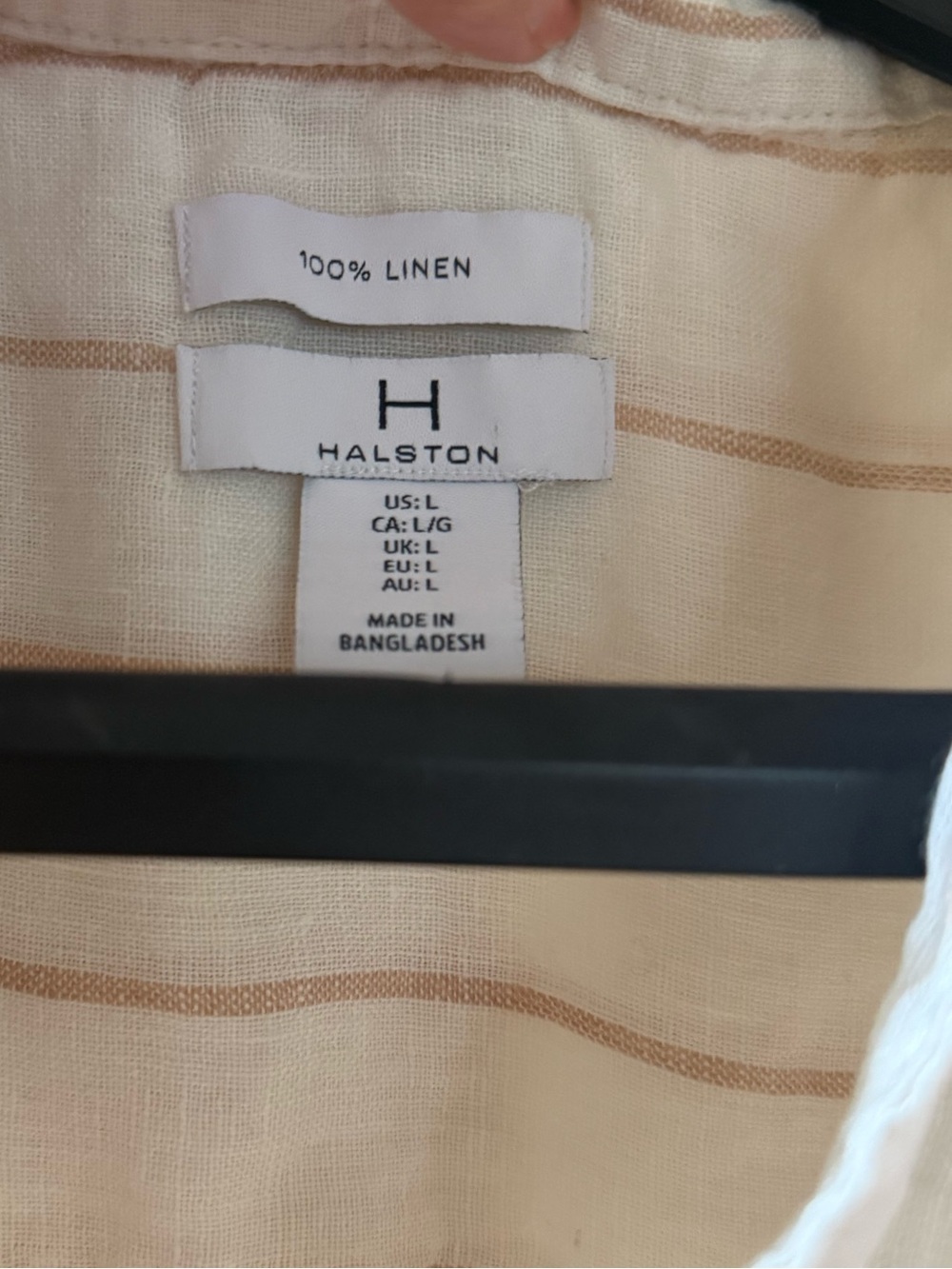 H by Halston Lightweight Linen Cream Stripe Button-Front Women's Top, large - Picture 3 of 5